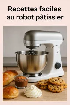 Robot pâtissier avec cookies, chantilly, mousse au chocolat et brioches maison