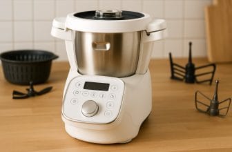 Robot Moulinex Companion sur plan de travail avec accessoires