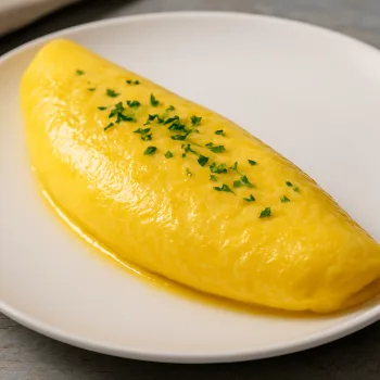 Omelette pulpeuse façon palace réalisée selon la méthode d’un Meilleur Ouvrier de France
